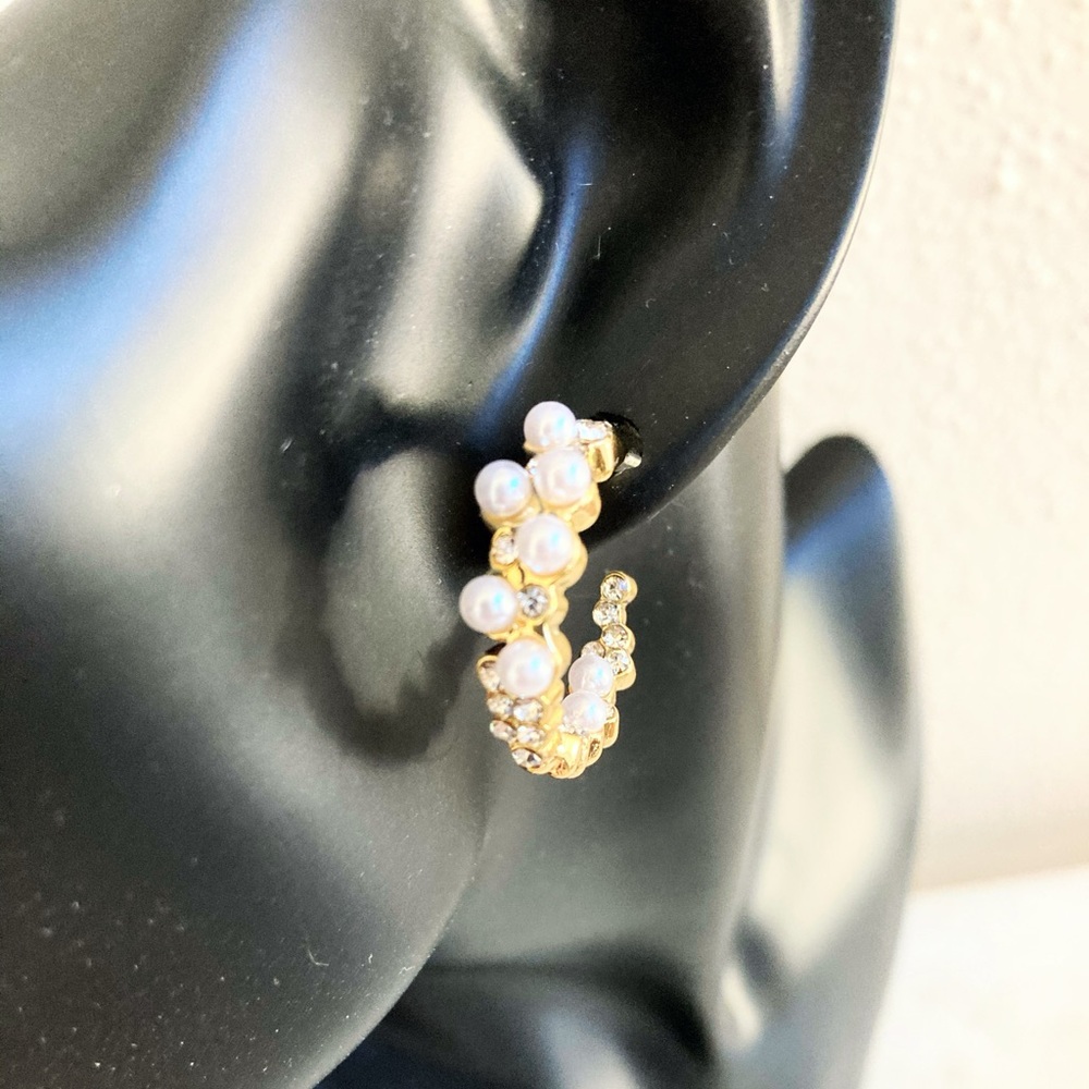NEW! As Above So Below Pearl/Rhinestone Hoops ✨ - Picture 4 of 6